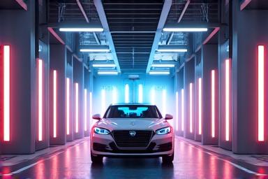 自動洗車トンネルの3Dレンダリング