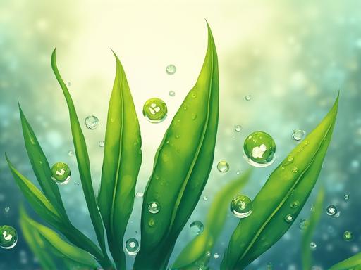 緑の葉と水滴が描かれた持続可能性のシンボル